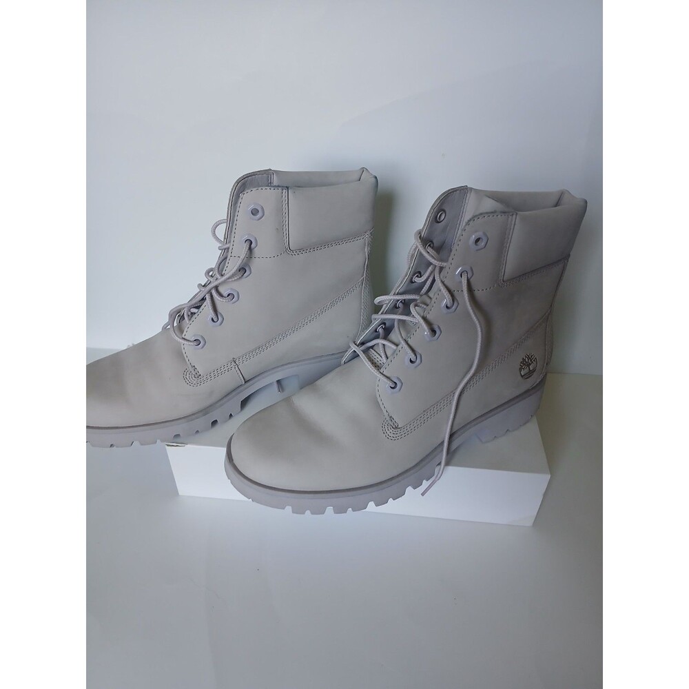 Timberland Premium 6 Inch Boots LightGray Nubuck Women's Size 8.5 Waterproo Lace - Picture 3 of 7